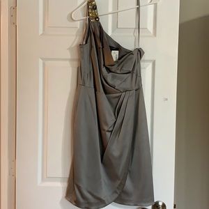 NWT Gray metallic one-shoulder dress